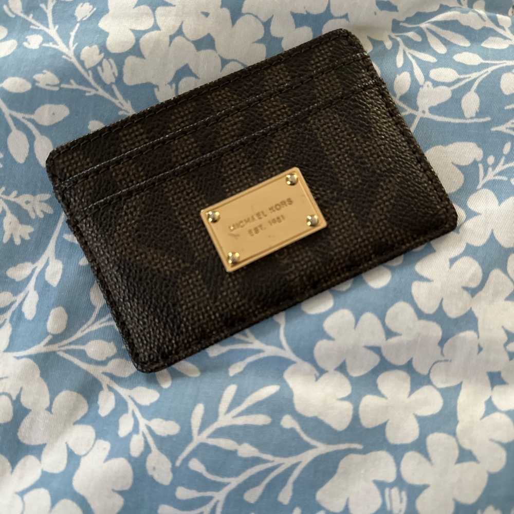 Michael Kors Brown and tan Key Card Holder with Gold Accent